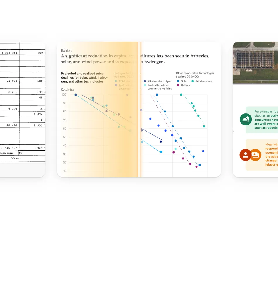 Opale processes any document format including financials, charts, and scanned documents